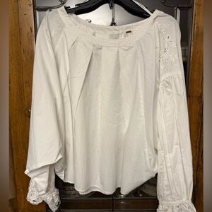 NEW Free People White Embroidered Blouse Size M